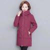 Новое модное осенне-зимнее женское теплое однотонное пальто с капюшоном и утепленной подкладкой средней длины для мам