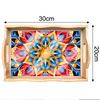 Mandala Pattern Wood Serving Food Trays With Side Handles Large Capacity Housewarming Christmas Gifts For Restaurants Homes