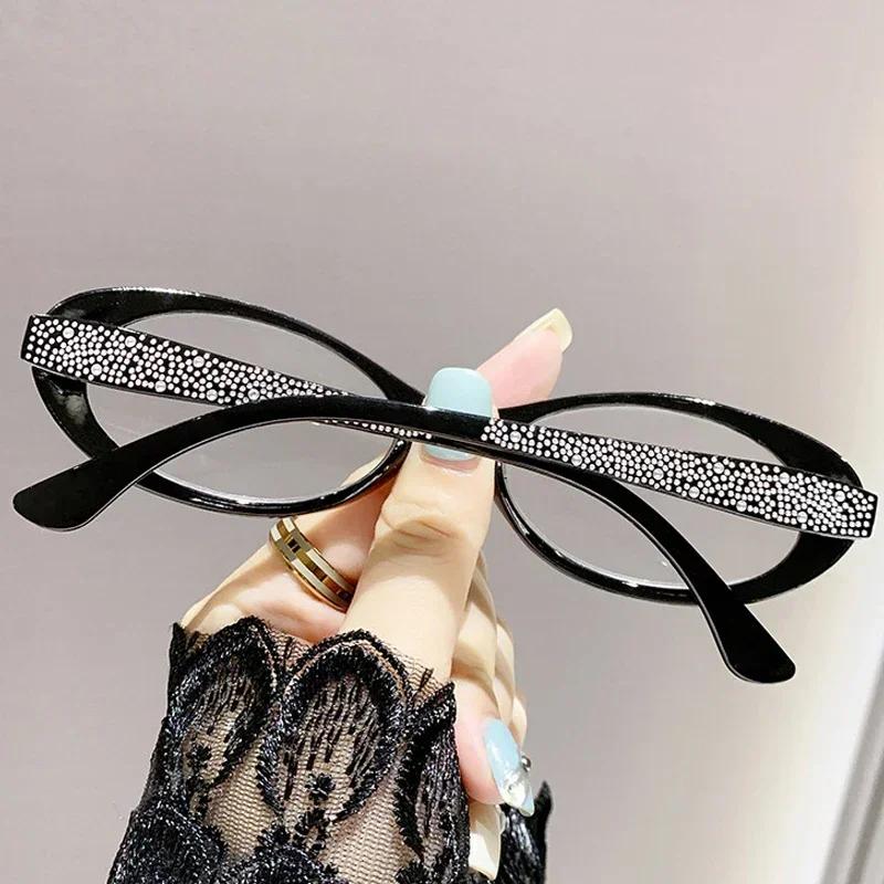 Luxury Round Frame Reading Glasses Fashion Diamond Frame Presbyopia for Women HD Lens Ultralight Far Sight Eyeglasses 0+1.0+4.0