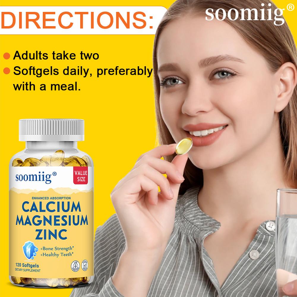 Calcium, magnesium, and zinc help maintain healthy bones, nerves, and the immune system. 120 softgels.