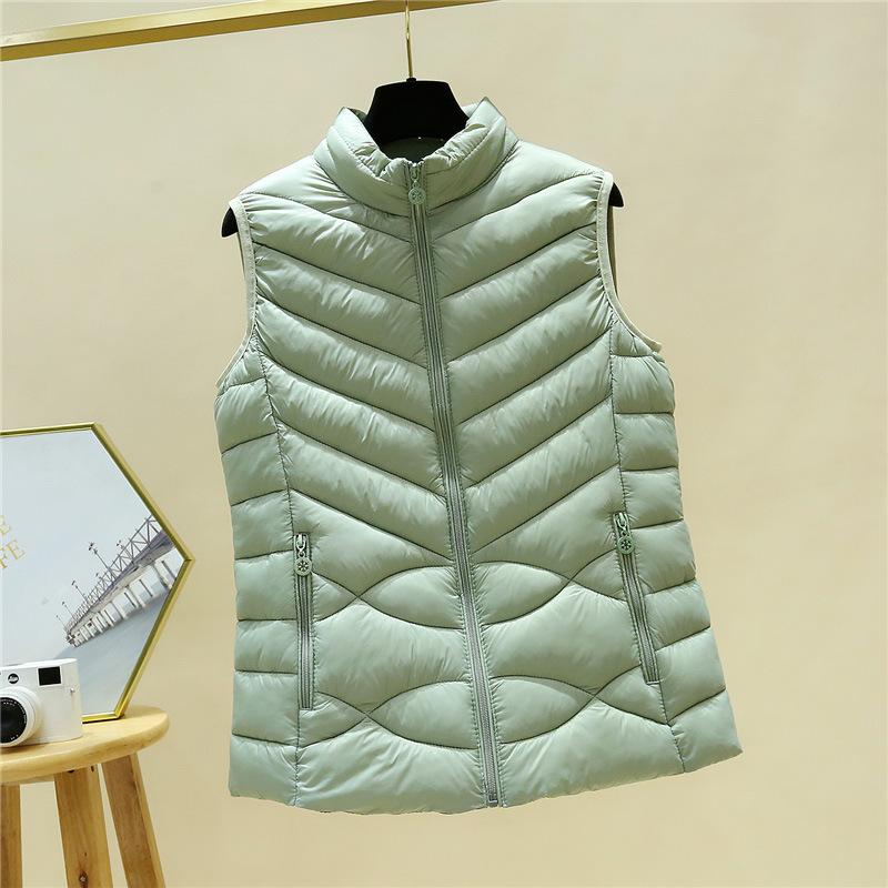 Women S Short Stand Collar Casual Slim Fit Down Cotton Vest