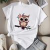 Fashion Women Cute Owl Print T Shirt Funny Casual O-neck Short Sleeves T-shirt Summer Female Tee Shirt