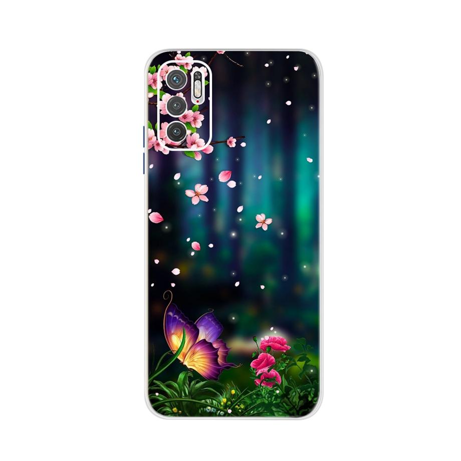 Чехол Для Xiaomi Redmi Note 10 5G Capa Цветы Мягкий Силикон Чехлы Для Redmi Note 10 Note10 10T Poco M3 Pro 4G 5G Прозрачный Fundas