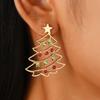 Hot Sale Colored Diamond Hollow Christmas Tree Earrings Women's Temperament Premium Christmas Pendant Earrings