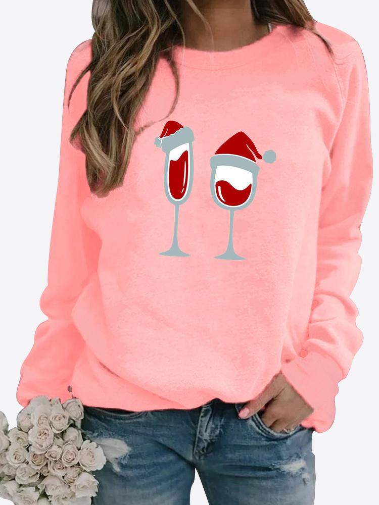 Winter Women's Casual Long-sleeved Santa Claus Print Sweatshirt Ladies Round Neck Loose T-shirt Plus Size Tops Long Sleeved Sweater