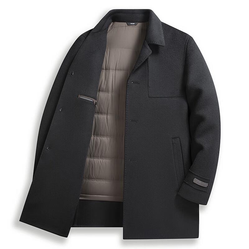 FAPAI Men's Merino Wool Down-Lined Overcoat