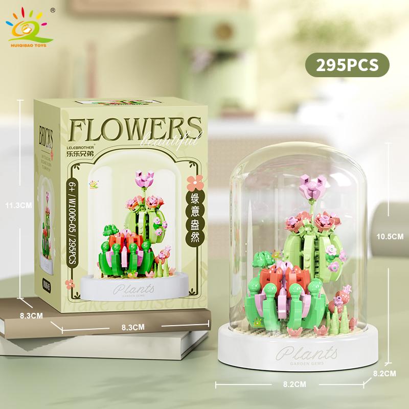 MOC Flower Display Box Micro Building Block MOC Mini Flower Mini Diamond Model Brick Toy for Children Desk Decoration