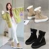 Winter Boots Women Warm Plus Cashmere Boots Leather Diagonal Zipper Women's New Cotton Ankle Boots In Winter