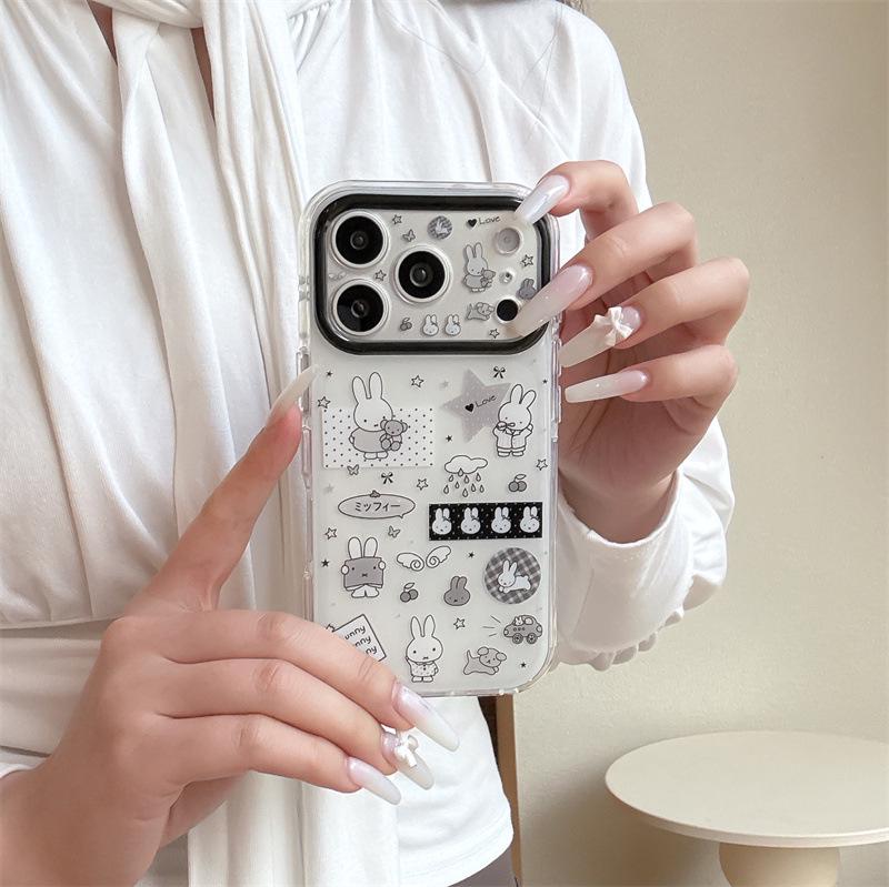 Cute Rabbit Stickers with Cartoon Wings for iPhone 17/16 Pro Max/15 Pro Cases