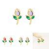 Modern Botanical Tulip Earrings For Women Copper Glass Spring Fashion Accessory