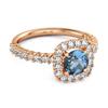 London Blue Topaz Round Cushion Halo Ring - 925 Sterling Silver Rose Gold Vermeil