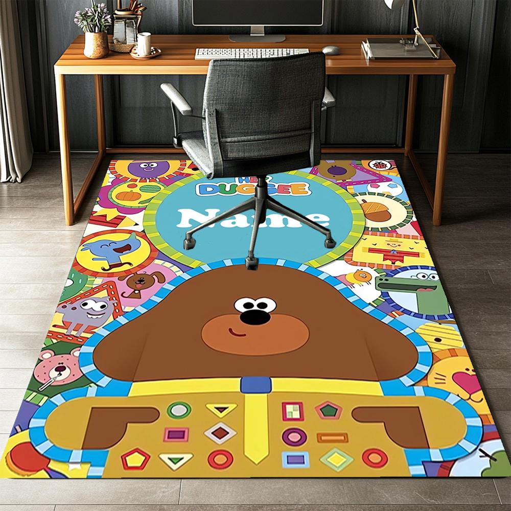Custom Name Hey Duggee Printed Carpet,Rug for Office Chair Living Room Bedroom Kitchen Room Decor Gifts.