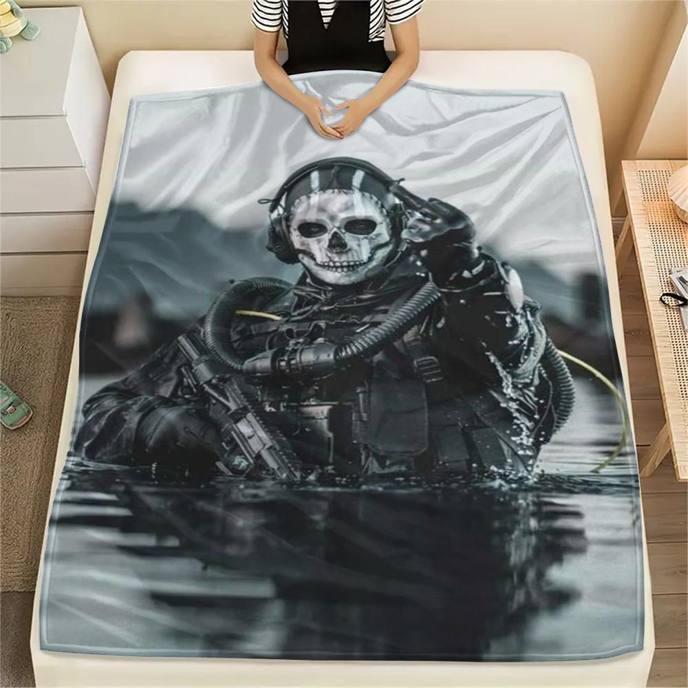 1PC GHOST Print Flannel Blanket, High quality Comfortable for All Seasons, Home Decor, Warmth and Comfort, Perfect for Christmas Gifts159