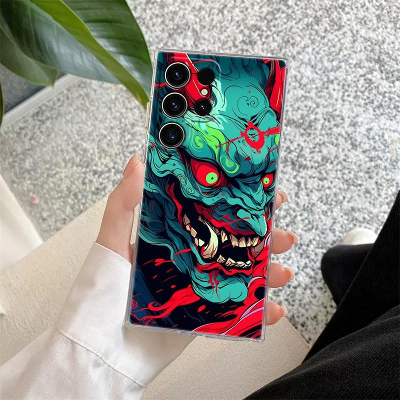 Чехол-бампер с рисунком маски Они и дракона для Samsung Galaxy S26 S25 S24 S23 Ultra S20 S21 FE S22 Plus S26 Ultra S25FE 5G, прозрачный, мягкий