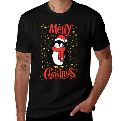 Merry Christmas Cute Christmas Penguin Tshirt Plus Size Everyday Tee Shirt