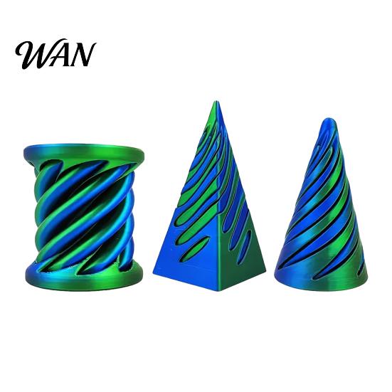 Spiral Stress Relief Toy 3Pcs 3D Printed Cone Figurine Impossible Passthrough Sculpture Vortex Thread Anxiety Reducer Illusion Mini Pyramid