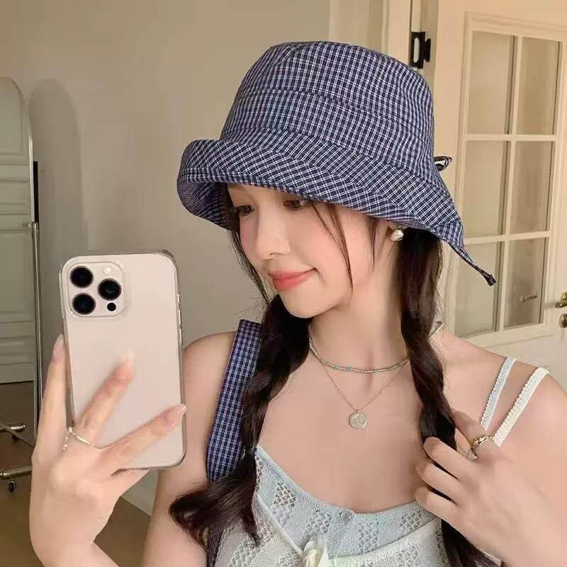 Новая летняя женская клетчатая шляпа-ведро с отворотами, широкополая, быстросохнущая, защищающая от солнца
