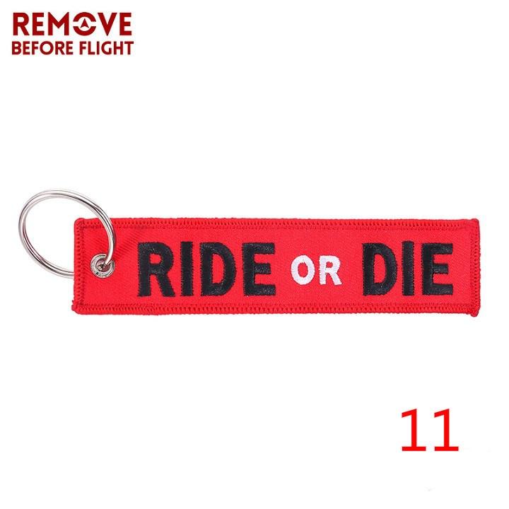 Remove Before Flight Red Car Keychain for Motorcycles Customized Key Chains Embroidery Key Fob Aviation Gifts