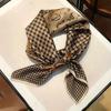 26.77" Paisley Houndstooth Printed Square Scarf Coffee Color Thin Smooth Neck Scarf Vintage Style Sunscreen Headscarf For Women