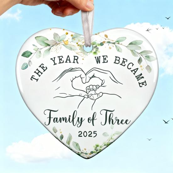Год, когда мы стали семьей из трех человек, украшение в форме сердца, украшение на первый рождественский праздник малыша, подарки для новых мамы и папы, для родителей
