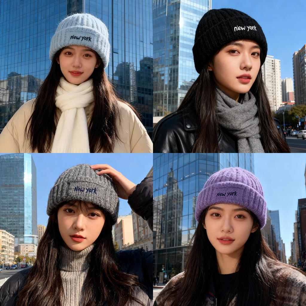 Embroidered Letter Knit Hat For Women Winter Warmth And Windproof Comfort
