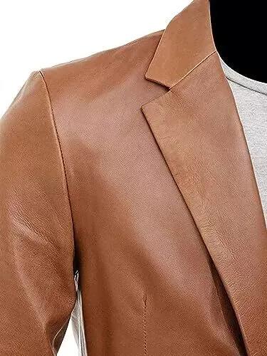 Genuine Men Lambskin Leather Formal Stylish Business Tan Real Handmade Blazer