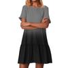 Women's Fashion Casual Round Neck Short Sleeve Ruffle Gradient Printed Dresses