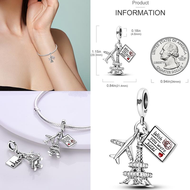 925 Стерлинговое Серебро Красочный Ловец Снов Светящийся Светлячок Подарок Самолет Земля Шармы Подходят Оригинальный Подвеска DIY Изготовление Ювелирных Изделий