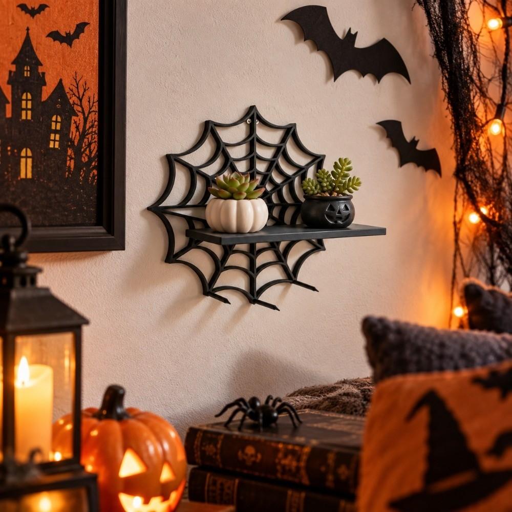 3D Printing Halloween Floating Shelf Black Plant Display Stand Wall Storage Rack Living Room