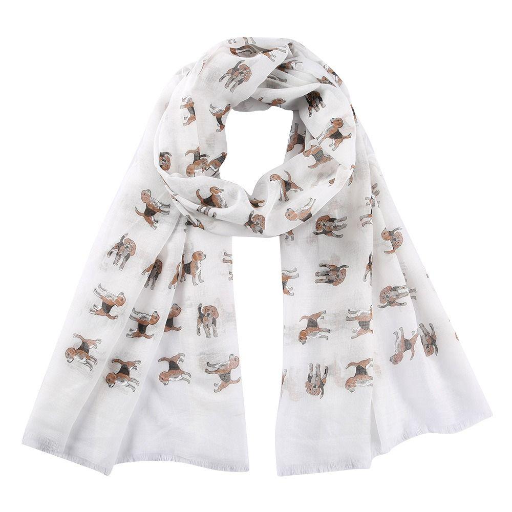 Soft Dog Print Scarf Polyester Puppy Shawl Wrap Creative Gift Animal Scarf