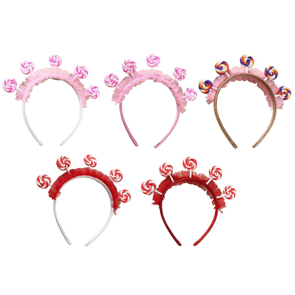 Handmade Lollipop Headband Candy Girls Cosplay Accessories Ruffle Candy Headdress Masquerade Halloween Cosplay Party