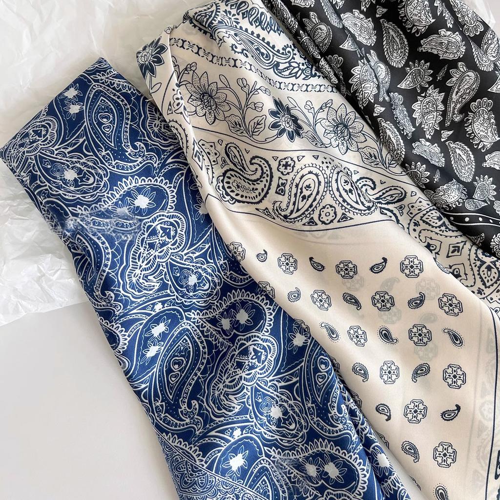 Spring New Vintage Fashionable Totem Silk Scarf Headscarf Women'S Versatile Cashew Flower Scarf Spring Summer Autumn Square Scarf