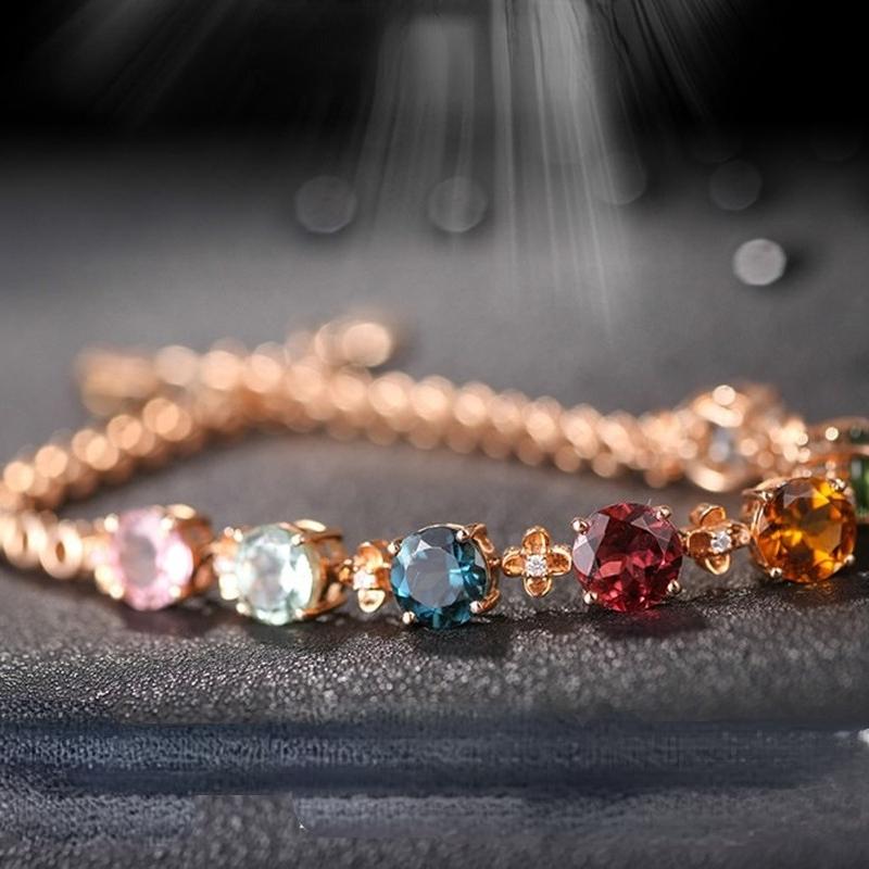 Sace Gems Zircon Bracelet Jewelry Geometric Bead Chain Link Bracelets Fashion Fine Wedding Gift for Girlfriend Women