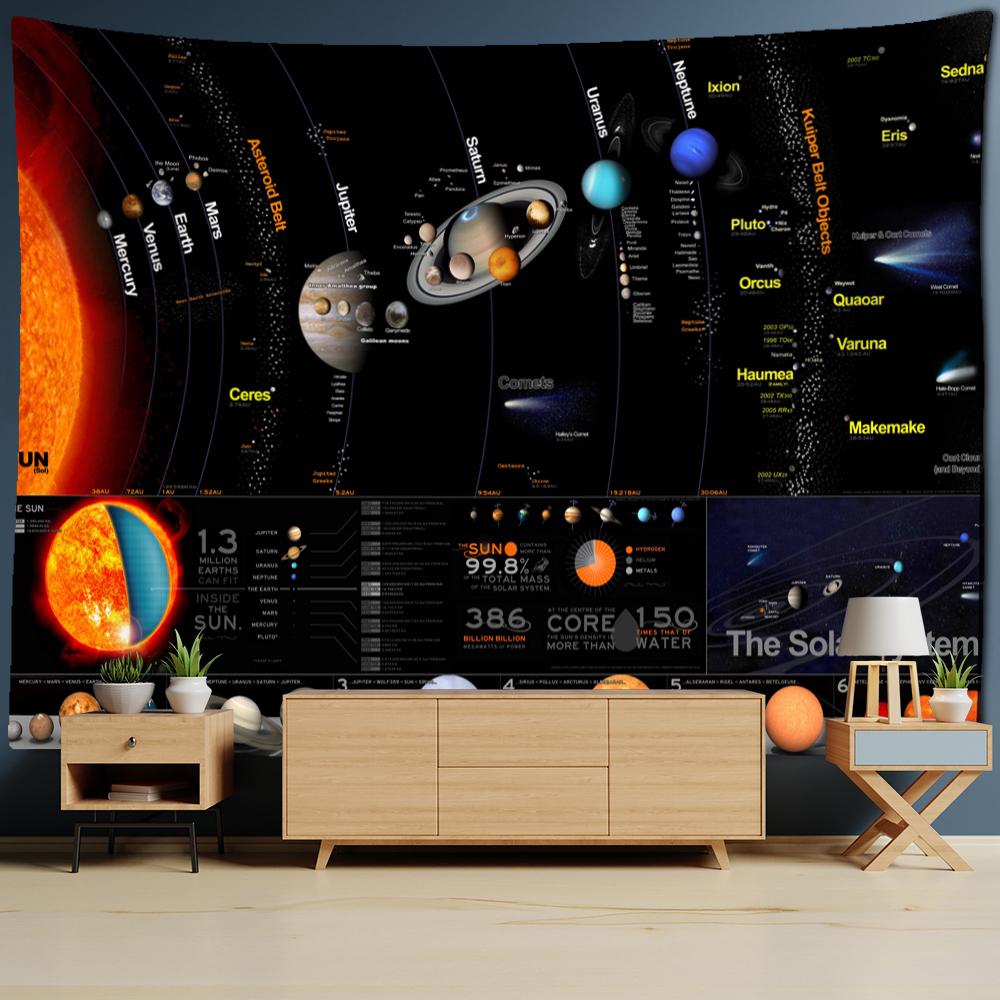 Астронавт Вселенная Луна Гобелен Настенный Гобелен Бохо Хиппи Тапиз Гостиная Эстетика Комната Домашний Декор