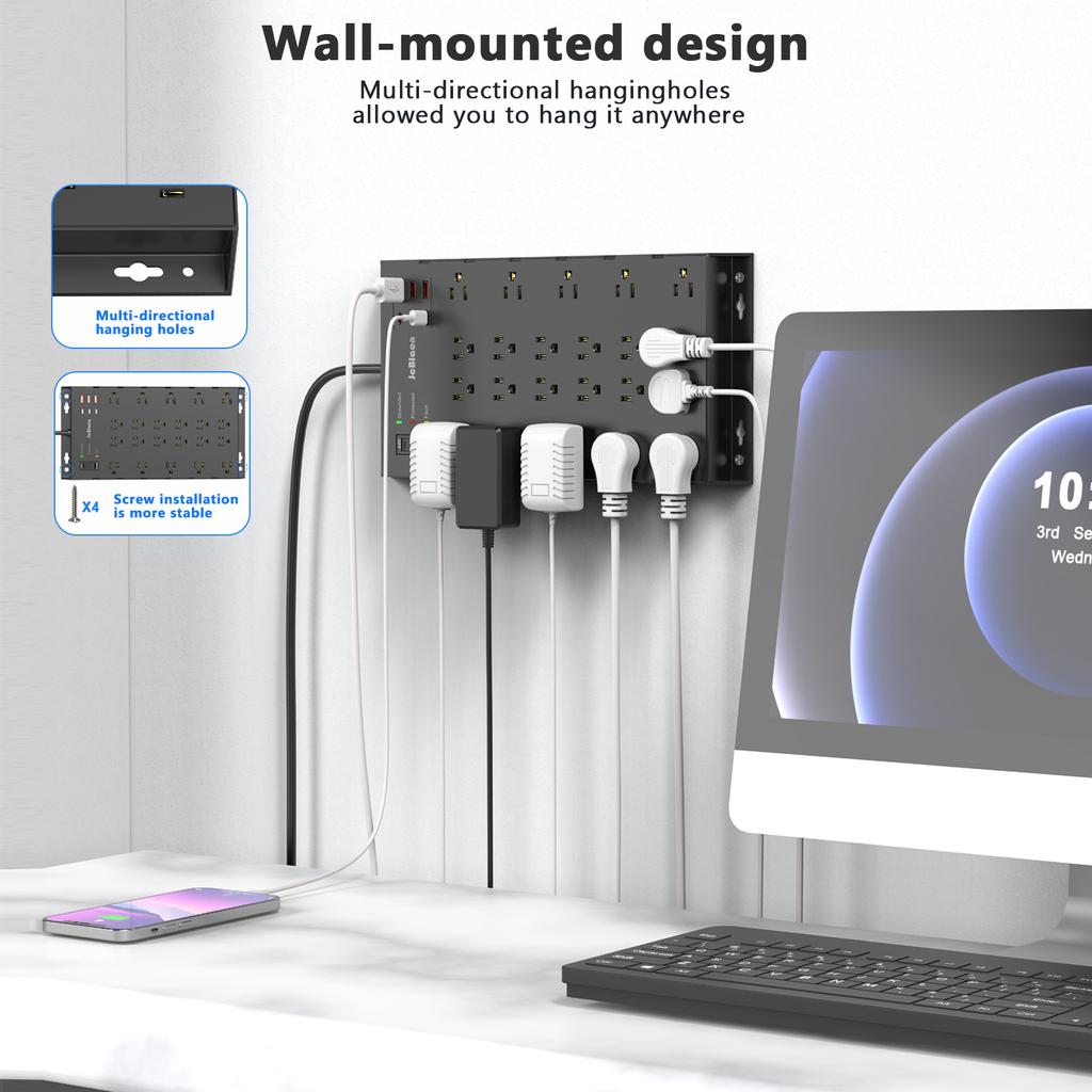 Сетевой фильтр с вилкой США, удлинитель переменного тока, 2 м, удлинитель, электрическая розетка USB, интеллектуальный сетевой фильтр, сетевой фильтр для дома и офиса