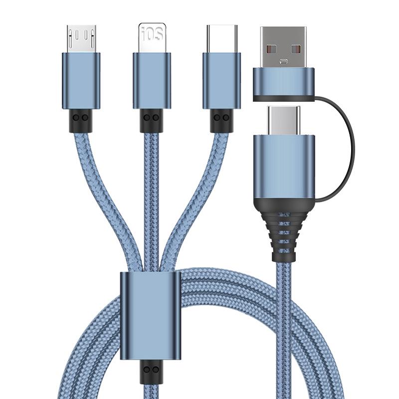 Быстрый зарядный кабель 3-в-1 A+C: Совместимо с устройствами Apple, Huawei и Type-C