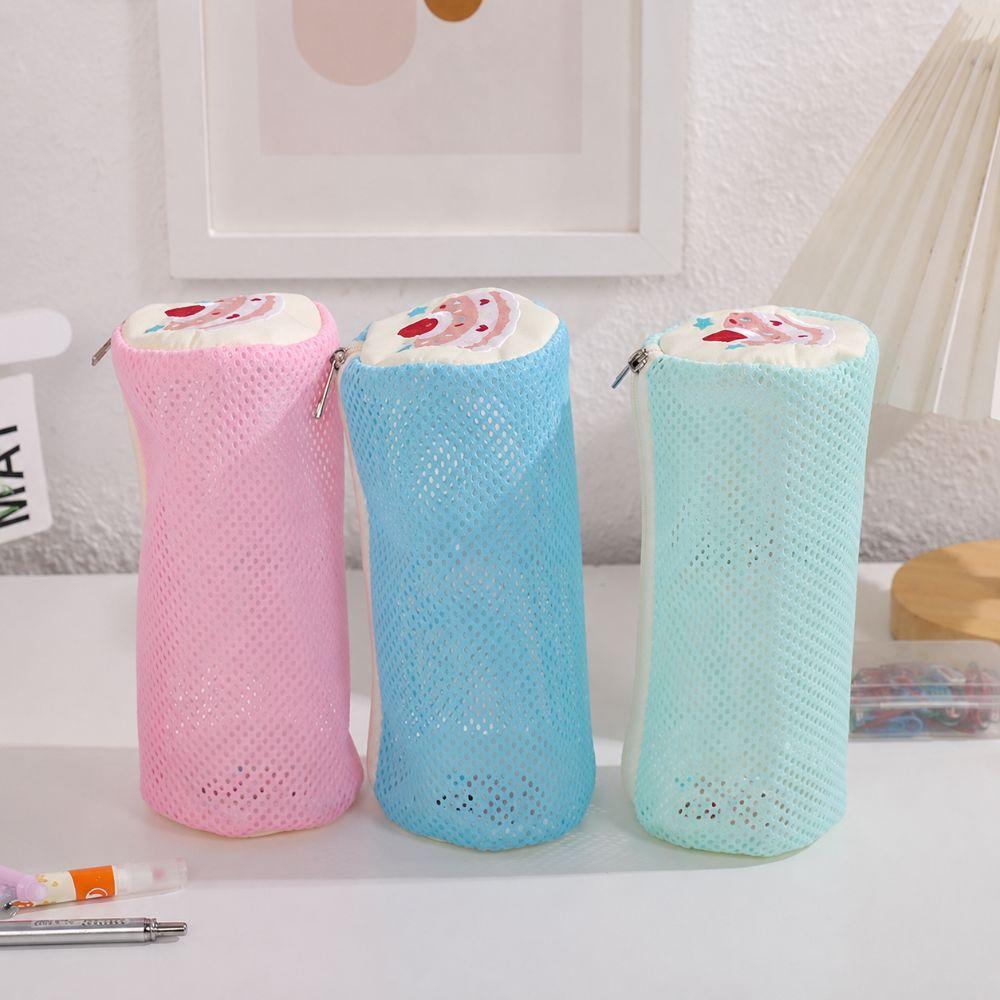 Cake Embroidery Pencil Case Mesh Stationery Bag Korean Style Pencil Pouch  Gift