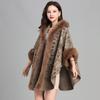 Women’s Luxurious Knit Faux Fur Coat Shawl Fall Winter Soft Warm Shawl Wrap with Hooded Oversized Cape Faux Rex Rabbit Fur Cardigan Cloak Shawl Wraps