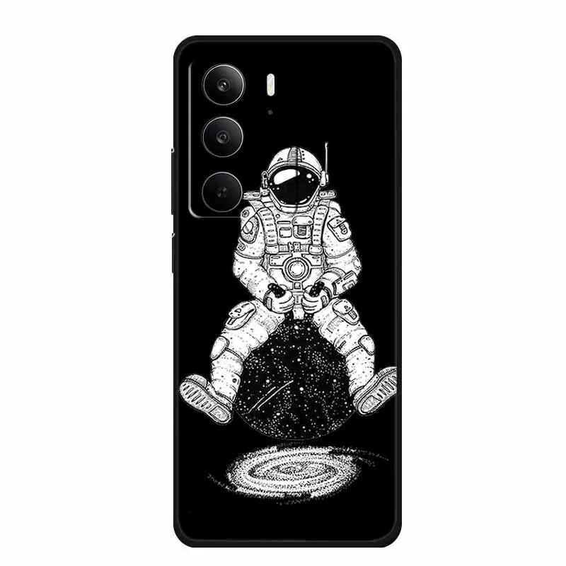 Для Realme Narzo 80 Lite 5G Чехол Narzo80 Lite Чехол Мультяшный Кот ТПУ Черный Силикон Мягкий Чехол для Телефона Для Realme Narzo 80Lite Funda