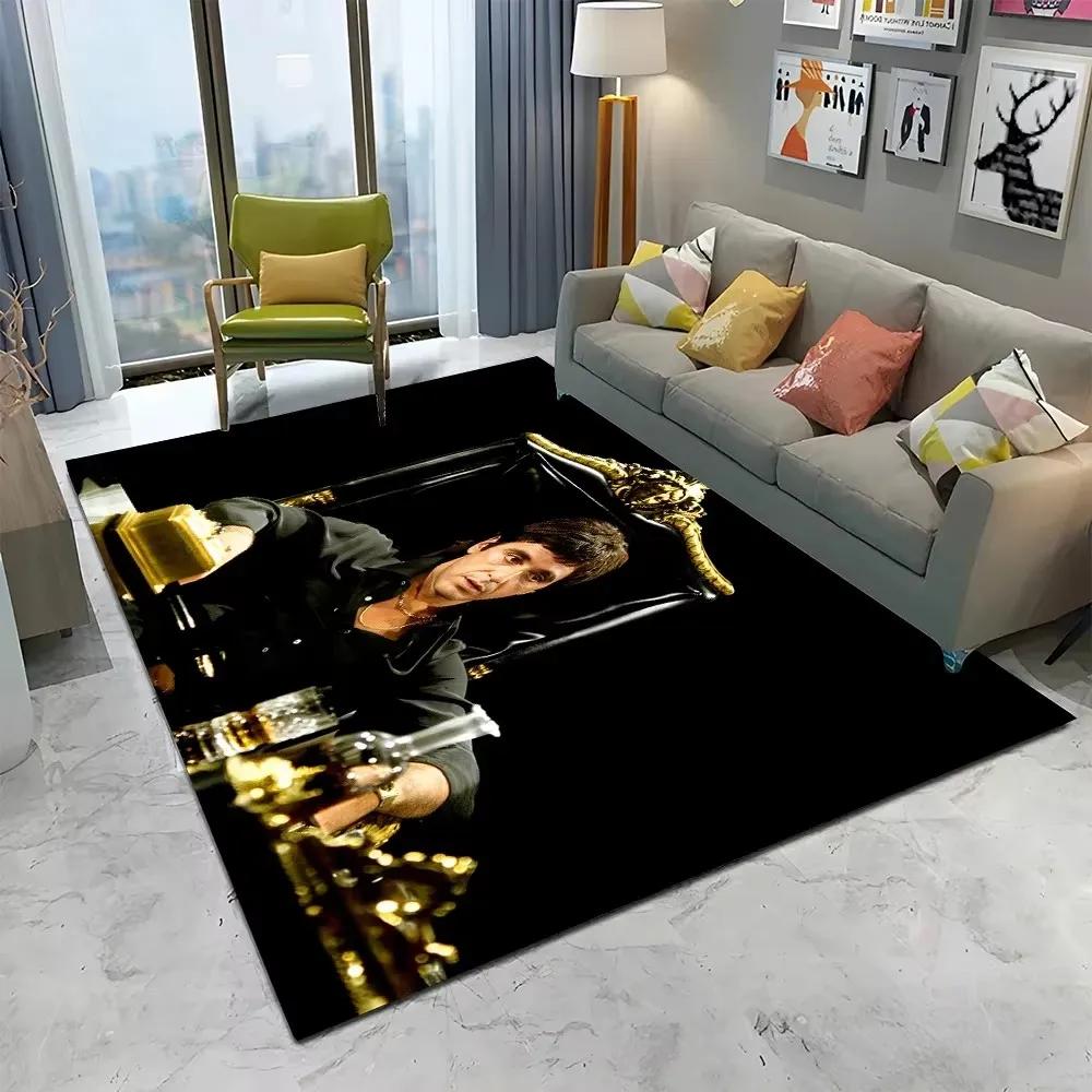 VIKAMA Scarface 3D Visual Rug Tony Classic Movie Carpet Non Slip Floor Mat Living Room Bedroom Sofa Decor Kids Playroom