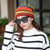 Women Stretchy Striped Turban Head Wrap Band Chemo Hat Bandana Pleated Cap