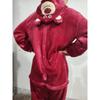 Cozy Cartoon Fleece Onesie Pajamas Couples Winter Home Sleepwear With Cow Nezha Capybara Disney Characters