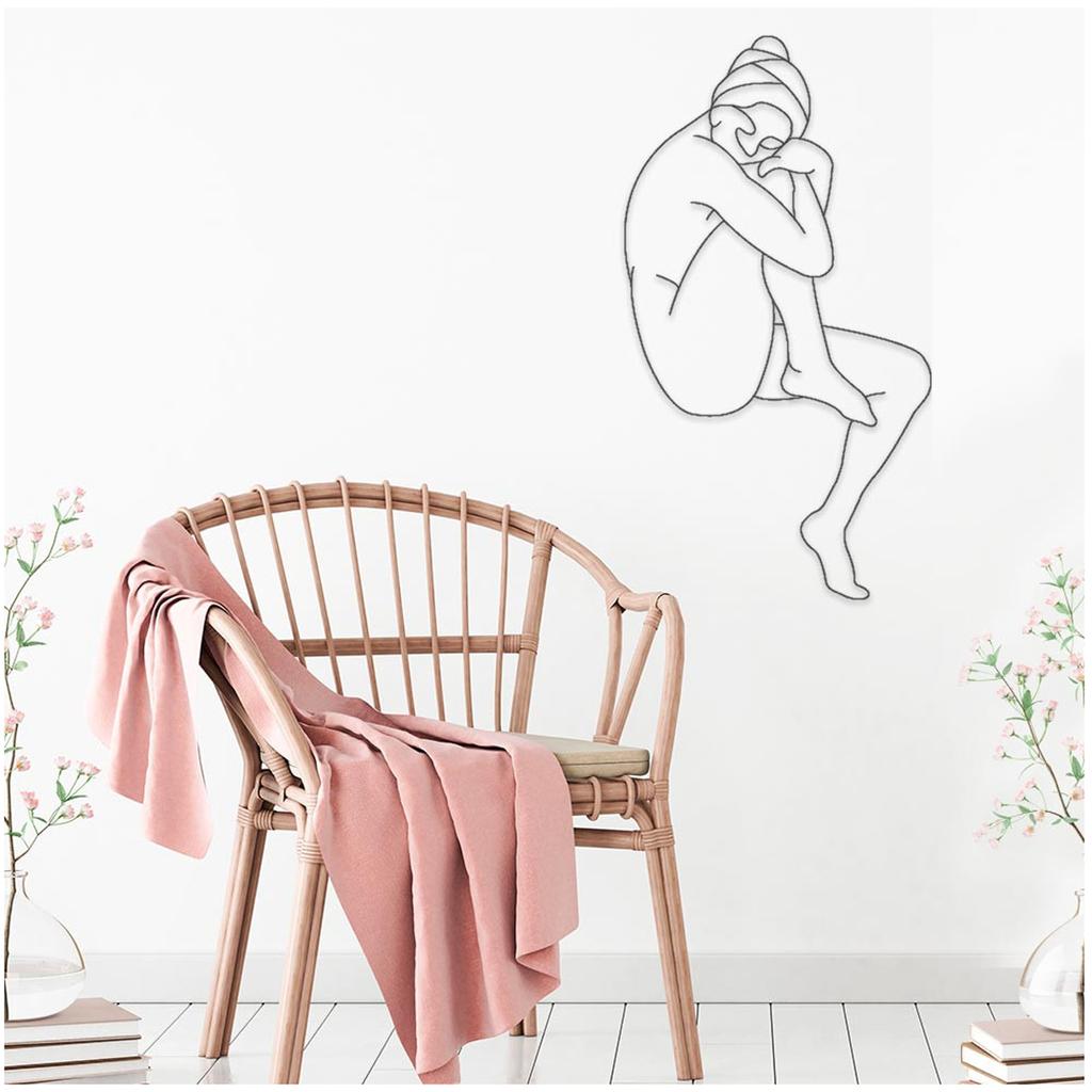 Les Trésors De Lily [A1071] — Металлическое украшение XXL «Сидящая женщина», чёрное — 90x44 см