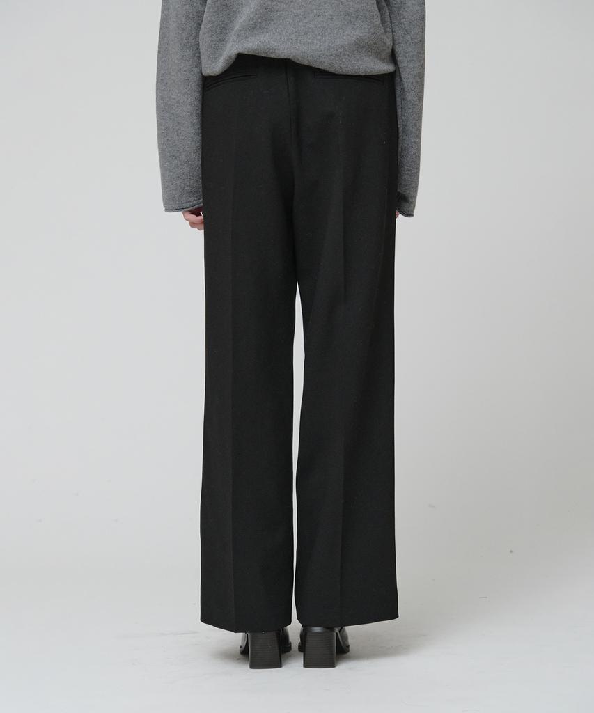 MUSEE [Essentiel] Arch Minimal Wool-Blend Semi-Wide Pants_Black