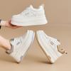 Women's shoes 2026 spring round toe thick sole white shoes women's casual single shoes