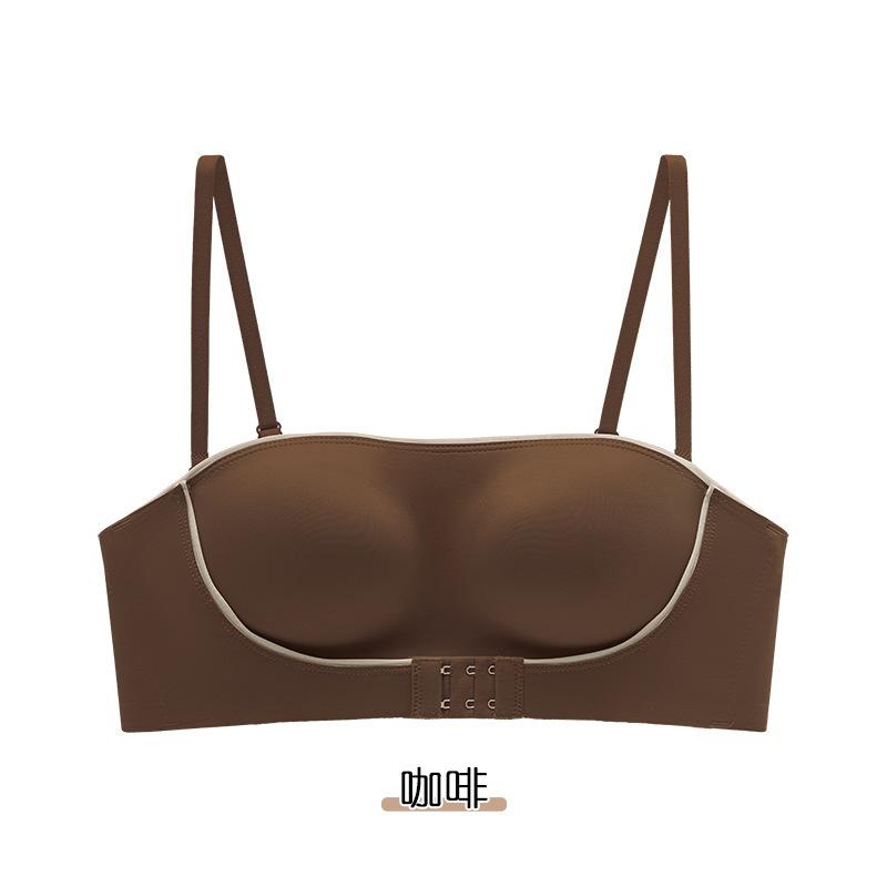 Оригинальное strapless белье противоскользящее собирающее маленькую грудь передняя застежка анти-провисание бандо топ анти-прозрачный бюстгальтер