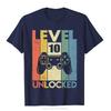 Level 10 Unlocked T-Shirt Funny Video Gamer 10th Birthday Gift Sweatshirt Tops Tees Cotton Men T Shirt Funny Casual Tshirt