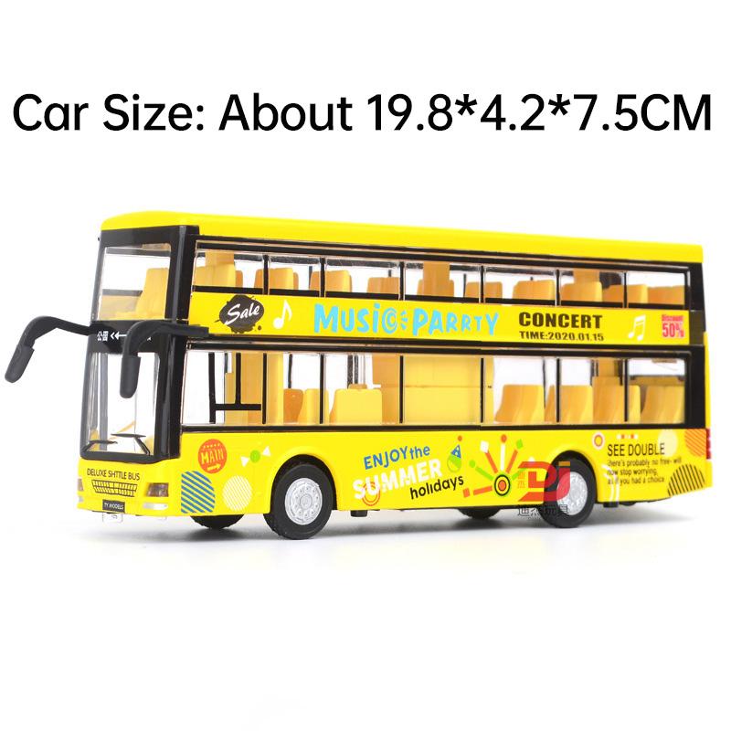ABAO1 1:36 Double-decker Bus Car Model Toy Doors Opened Pull Back Miniature Models Sound Light Rubber Tires Vehicle Home Decorations