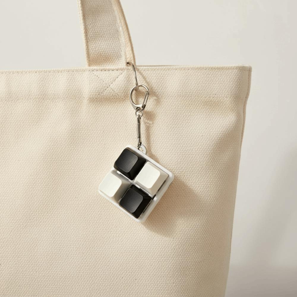 Square 4 Buttons Keyboard Key Chain Macaron Color Keyboard Keycap Key Chain Student
