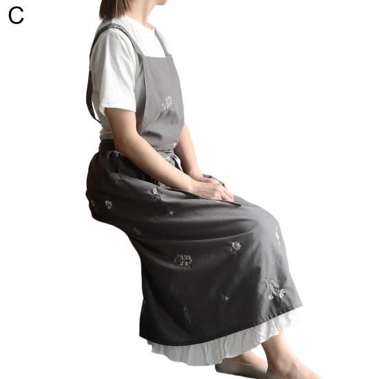 Фартук для готовки с крестообразной спинкой, дышащий, ретро, хлопковый, вышитый, нагрудный фартук для дома